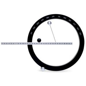 9" X 13" Black and Silver Magnetic Perpetual Desk Calendar
